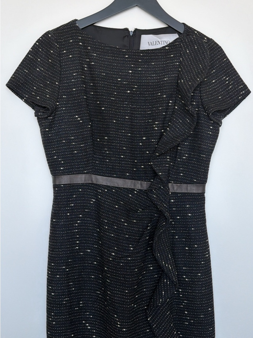 Valentino Black Tweed Midi Dress